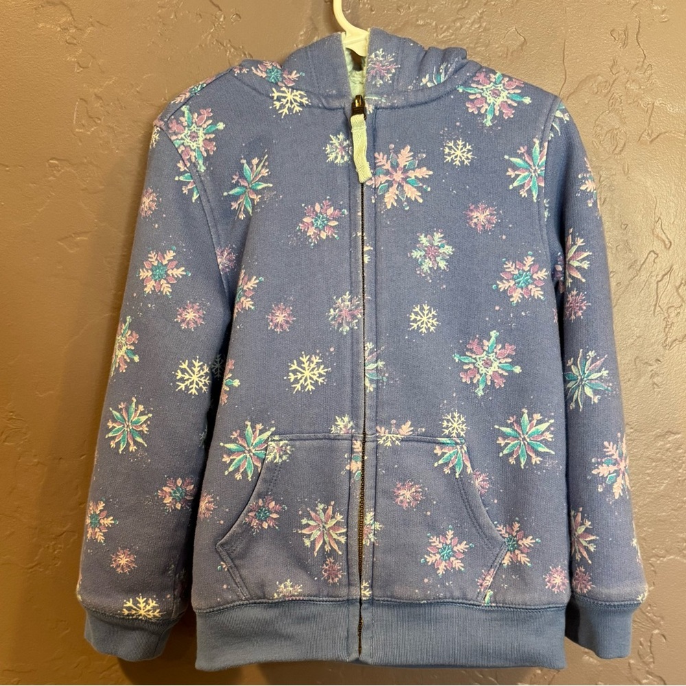 Lands' End Kids Snowflake Reversible Sherpa Fleece Hoodie - 4/5 XS
